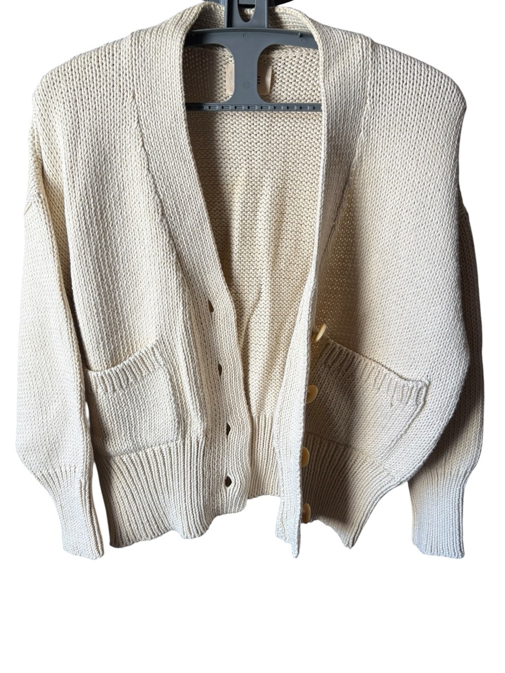 MATE the Label Organic Cotton Chunky Cardigan Cream XS/S Oversized - Picture 3 of 7